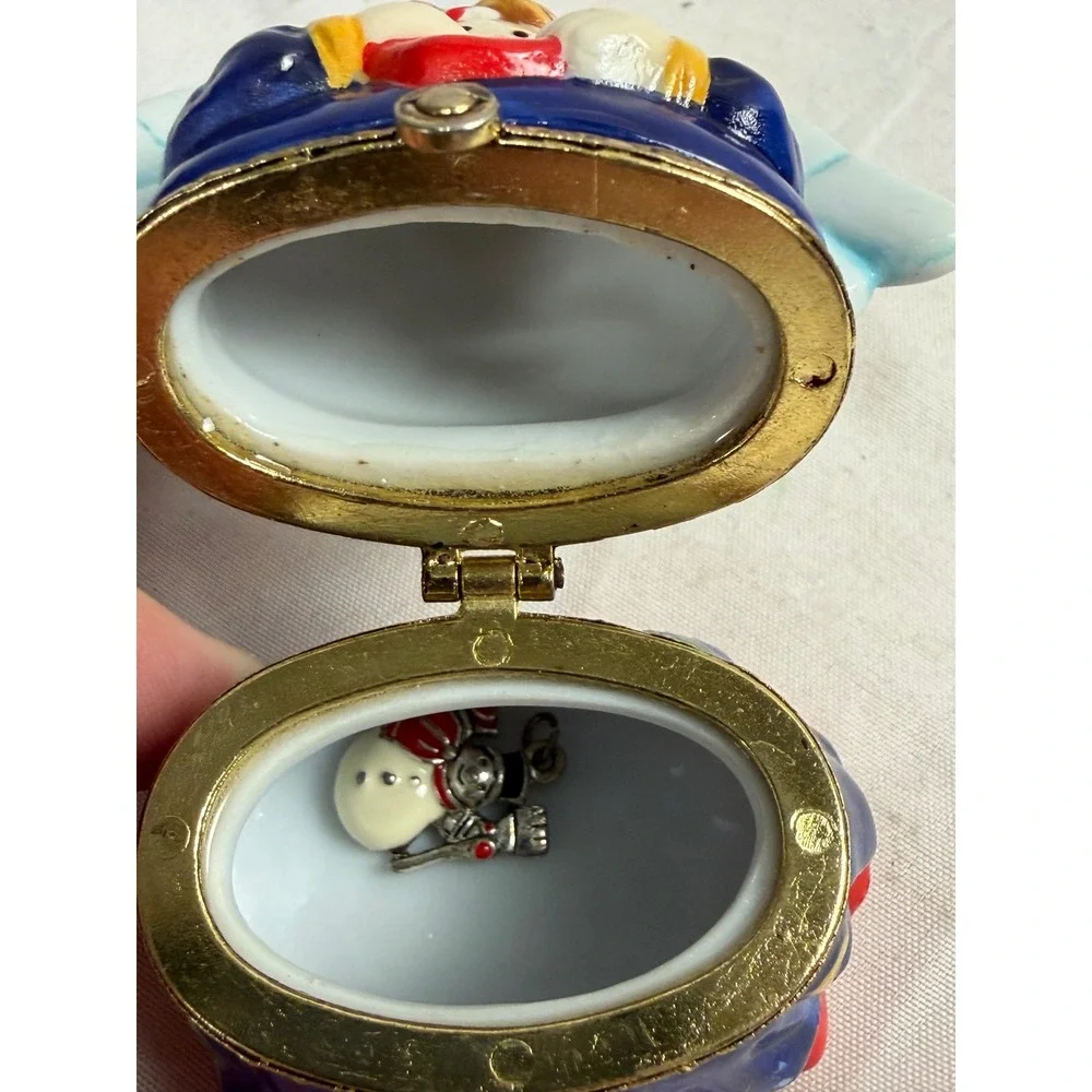 Autom Angel Ceramic Hinged Trinket Box with Snowman Charm Christmas Decor